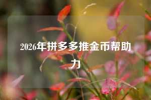2026年拼多多推金币帮助力