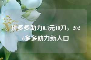 拼多多助力0.3元10刀，2026多多助力新入口