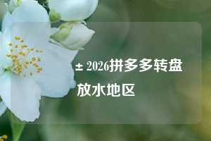 📱2026拼多多转盘放水地区