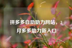 拼多多自助助力网站，3月多多助力新入口