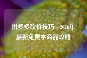 拼多多砍价技巧 - 2026年最新免费拿商品攻略