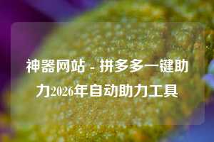 神器网站 - 拼多多一键助力2026年自动助力工具