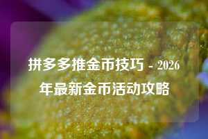 拼多多推金币技巧 - 2026年最新金币活动攻略