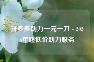 拼多多助力一元一刀 - 2026年超低价助力服务