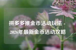 拼多多推金币活动玩法 - 2026年最新金币活动攻略
