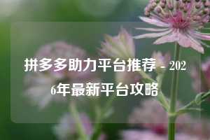 拼多多助力平台推荐 - 2026年最新平台攻略