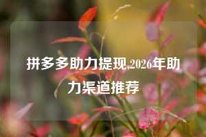 拼多多助力提现,2026年助力渠道推荐
