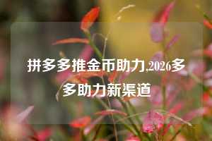 拼多多推金币助力,2026多多助力新渠道