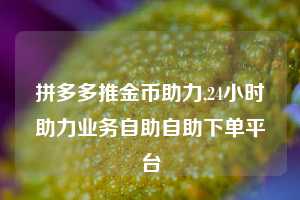 拼多多推金币助力,24小时助力业务自助自助下单平台