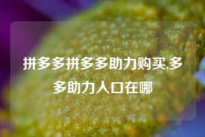 拼多多拼多多助力购买,多多助力入口在哪