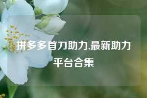 拼多多首刀助力,最新助力平台合集