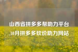 山西省拼多多帮助力平台,10月拼多多砍价助力网站