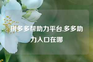 拼多多帮助力平台,多多助力入口在哪