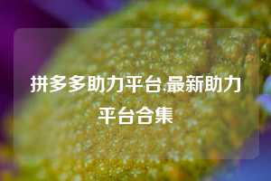 拼多多助力平台,最新助力平台合集
