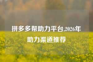 拼多多帮助力平台,2026年助力渠道推荐