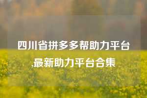 四川省拼多多帮助力平台,最新助力平台合集