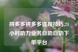 拼多多拼多多提现技巧,24小时助力业务自助自助下单平台