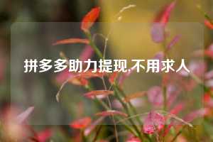 拼多多助力提现,不用求人