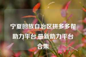 宁夏回族自治区拼多多帮助力平台,最新助力平台合集