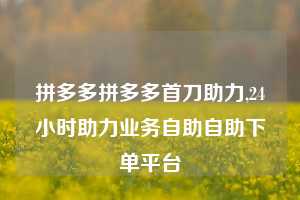 拼多多拼多多首刀助力,24小时助力业务自助自助下单平台
