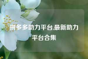 拼多多助力平台,最新助力平台合集