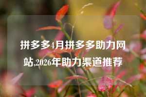 拼多多4月拼多多助力网站,2026年助力渠道推荐