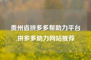 贵州省拼多多帮助力平台,拼多多助力网站推荐