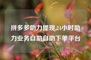 拼多多助力提现,24小时助力业务自助自助下单平台
