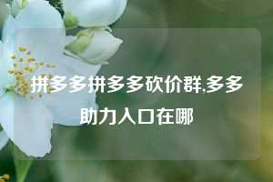 拼多多拼多多砍价群,多多助力入口在哪