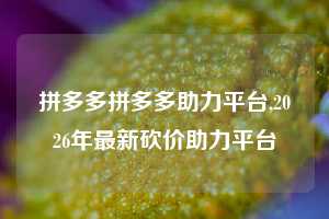 拼多多拼多多助力平台,2026年最新砍价助力平台