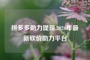 拼多多助力提现,2026年最新砍价助力平台