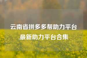 云南省拼多多帮助力平台,最新助力平台合集