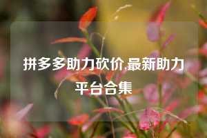 拼多多助力砍价,最新助力平台合集