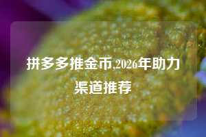 拼多多推金币,2026年助力渠道推荐