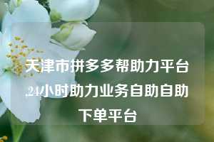 天津市拼多多帮助力平台,24小时助力业务自助自助下单平台