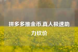 拼多多推金币,真人极速助力砍价