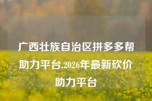 广西壮族自治区拼多多帮助力平台,2026年最新砍价助力平台