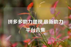 拼多多助力提现,最新助力平台合集