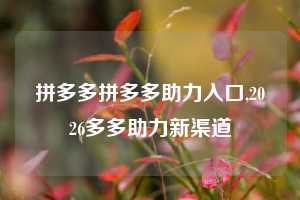 拼多多拼多多助力入口,2026多多助力新渠道