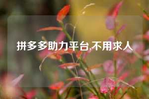 拼多多助力平台,不用求人