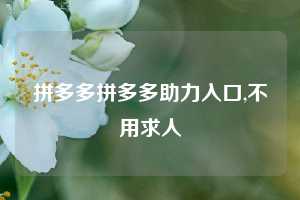 拼多多拼多多助力入口,不用求人