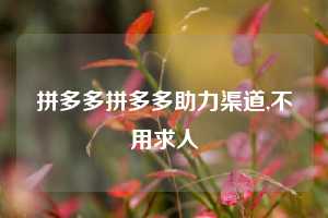 拼多多拼多多助力渠道,不用求人