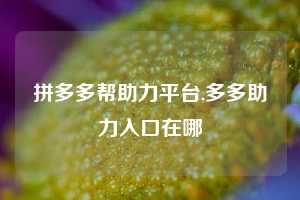 拼多多帮助力平台,多多助力入口在哪