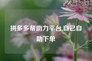 拼多多帮助力平台,自己自助下单