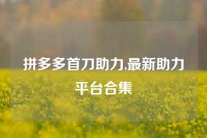 拼多多首刀助力,最新助力平台合集