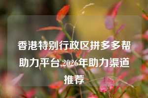香港特别行政区拼多多帮助力平台,2026年助力渠道推荐