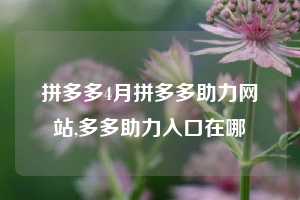 拼多多4月拼多多助力网站,多多助力入口在哪