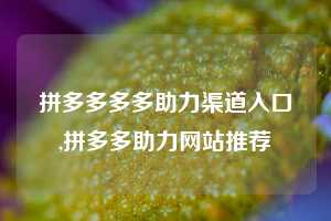 拼多多多多助力渠道入口,拼多多助力网站推荐