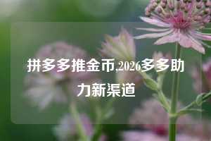 拼多多推金币,2026多多助力新渠道