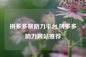 拼多多帮助力平台,拼多多助力网站推荐